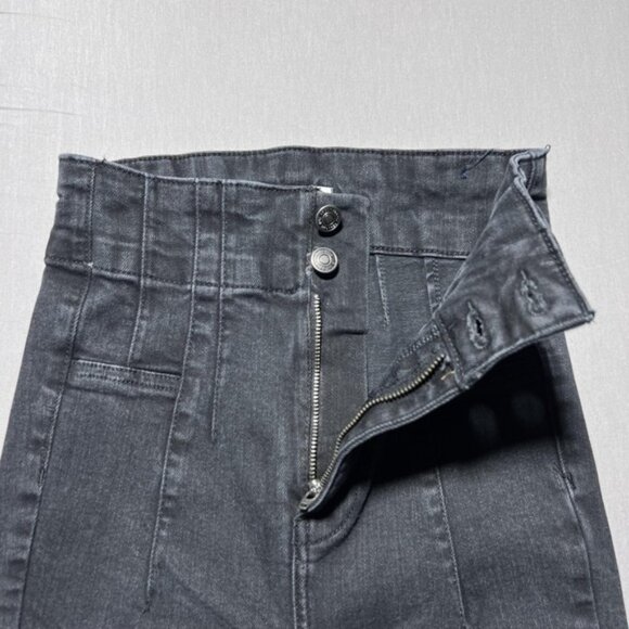 We The Free Jayde Jeans Womens 25 Gray High Rise Retro Flare Waist Double Button - Picture 7 of 15